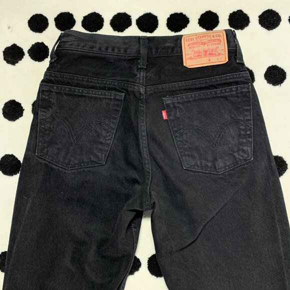 Vintage 90s Y2K Levi's Slim Fit Faded Washed Black Denim Straight Leg Jeans - Picture 5 of 12